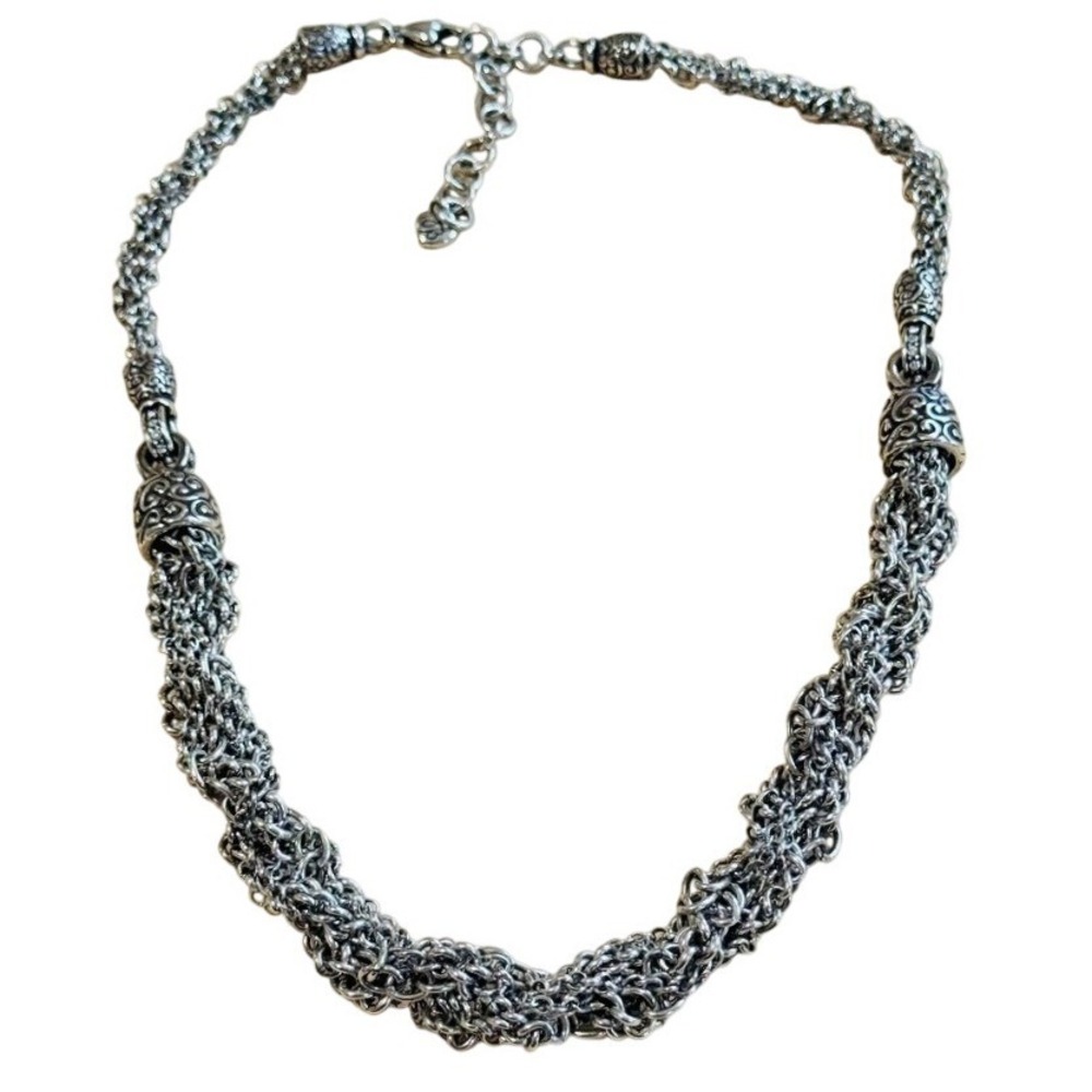 Brighton‎ Cher Jazz Collar Necklace Silver Plated chain braided retired 21"L